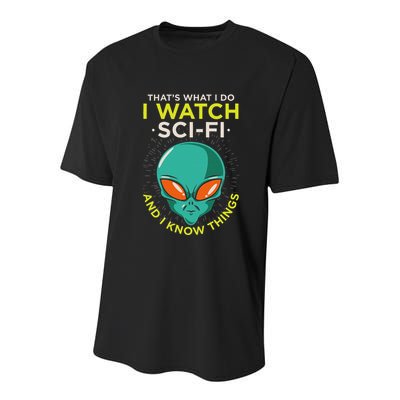 I Watch Sci Fi And I Know Things Youth Performance Sprint T-Shirt