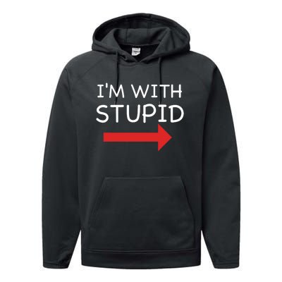 IM With Stupid Funny Performance Fleece Hoodie