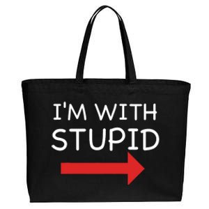 IM With Stupid Funny Cotton Canvas Jumbo Tote