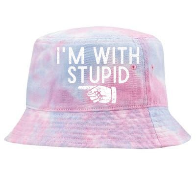 IM With Stupid Left Pointing Hand Funny Friend Or Family Tie-Dyed Bucket Hat