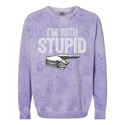 Im With Stupid Funny Couples Im With Stupid Colorblast Crewneck Sweatshirt