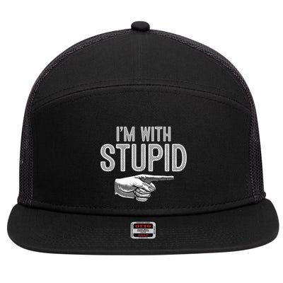 Im With Stupid Funny Couples Im With Stupid 7 Panel Mesh Trucker Snapback Hat