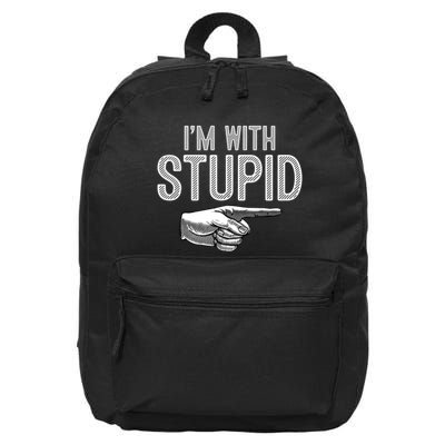 Im With Stupid Funny Couples Im With Stupid 16 in Basic Backpack