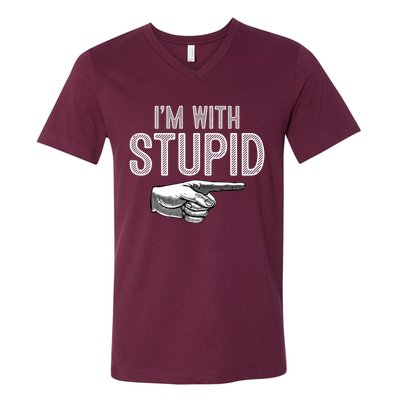 Im With Stupid Funny Couples Im With Stupid V-Neck T-Shirt