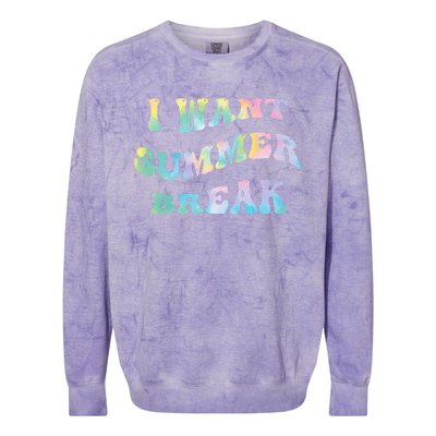 I Want Summer Break Teacher Last Day Of School Groovy Colorblast Crewneck Sweatshirt