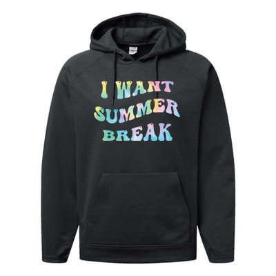 I Want Summer Break Teacher Last Day Of School Groovy Performance Fleece Hoodie