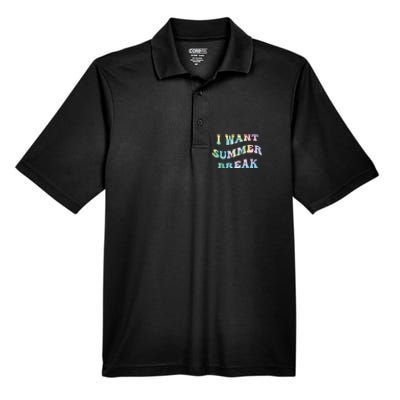 I Want Summer Break Teacher Last Day Of School Groovy Men's Origin Performance Pique Polo