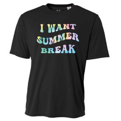 I Want Summer Break Teacher Last Day Of School Groovy Cooling Performance Crew T-Shirt