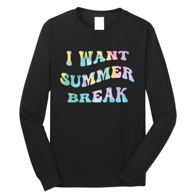 I Want Summer Break Teacher Last Day Of School Groovy Long Sleeve Shirt