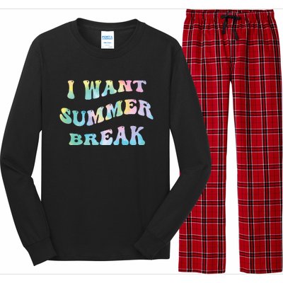 I Want Summer Break Teacher Last Day Of School Groovy Long Sleeve Pajama Set