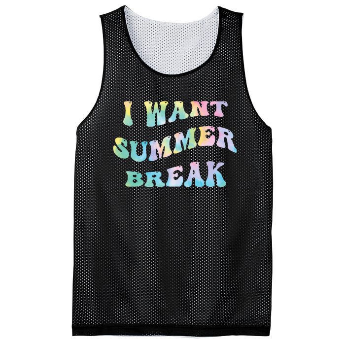 I Want Summer Break Teacher Last Day Of School Groovy Mesh Reversible Basketball Jersey Tank