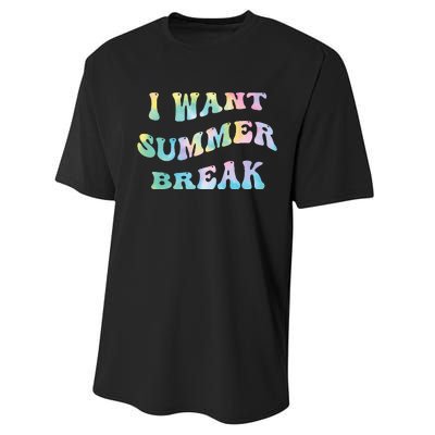 I Want Summer Break Teacher Last Day Of School Groovy Performance Sprint T-Shirt