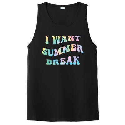 I Want Summer Break Teacher Last Day Of School Groovy PosiCharge Competitor Tank