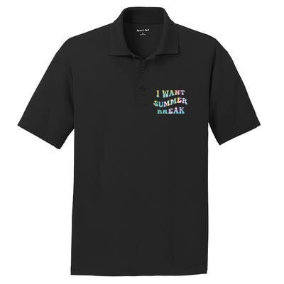 I Want Summer Break Teacher Last Day Of School Groovy PosiCharge RacerMesh Polo