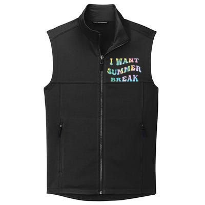 I Want Summer Break Teacher Last Day Of School Groovy Collective Smooth Fleece Vest