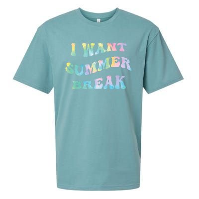 I Want Summer Break Teacher Last Day Of School Groovy Sueded Cloud Jersey T-Shirt