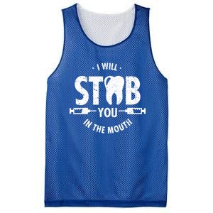 I Will Stab You In The Mouth Dentist Ortho Dentistry Doctor Gift Mesh Reversible Basketball Jersey Tank