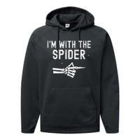 IM With Spider Funny Skeleton Halloween Couples Matching Performance Fleece Hoodie