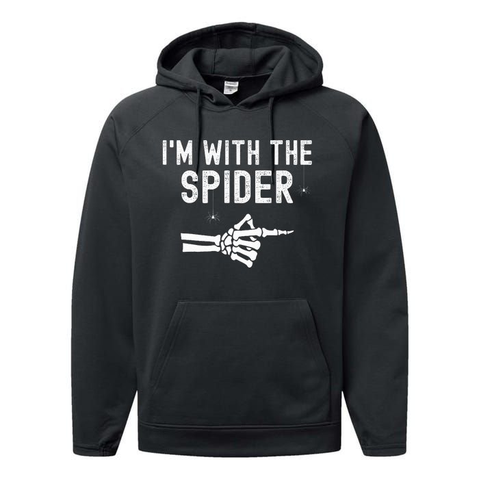 IM With Spider Funny Skeleton Halloween Couples Matching Performance Fleece Hoodie