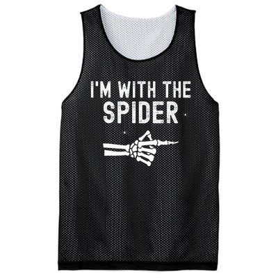 IM With Spider Funny Skeleton Halloween Couples Matching Mesh Reversible Basketball Jersey Tank