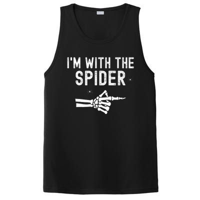 IM With Spider Funny Skeleton Halloween Couples Matching PosiCharge Competitor Tank