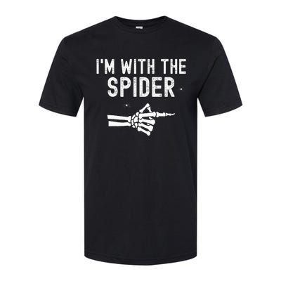 IM With Spider Funny Skeleton Halloween Couples Matching Softstyle CVC T-Shirt