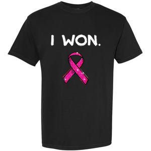 I Won Survivors Gift Breast Cancer Awareness Cute Gift Pink Meaningful Gift Garment-Dyed Heavyweight T-Shirt