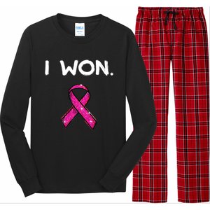 I Won Survivors Gift Breast Cancer Awareness Cute Gift Pink Meaningful Gift Long Sleeve Pajama Set