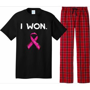 I Won Survivors Gift Breast Cancer Awareness Cute Gift Pink Meaningful Gift Pajama Set