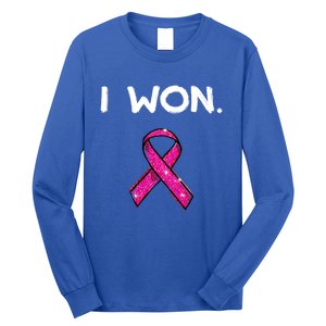 I Won Survivors Gift Breast Cancer Awareness Cute Gift Pink Meaningful Gift Long Sleeve Shirt