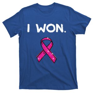 I Won Survivors Gift Breast Cancer Awareness Cute Gift Pink Meaningful Gift T-Shirt