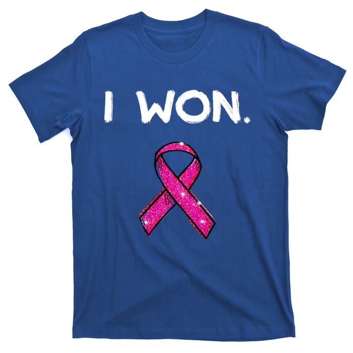 I Won Survivors Gift Breast Cancer Awareness Cute Gift Pink Meaningful Gift T-Shirt