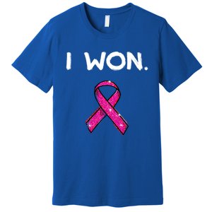 I Won Survivors Gift Breast Cancer Awareness Cute Gift Pink Meaningful Gift Premium T-Shirt