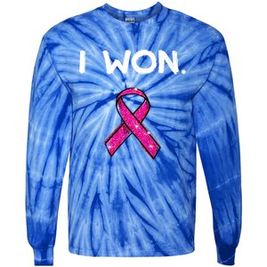 I Won Survivors Gift Breast Cancer Awareness Cute Gift Pink Meaningful Gift Tie-Dye Long Sleeve Shirt