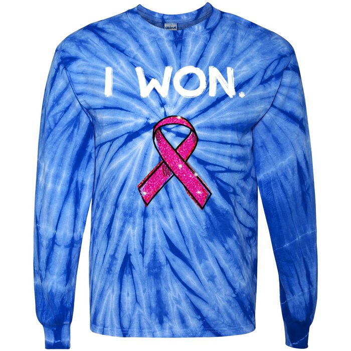 I Won Survivors Gift Breast Cancer Awareness Cute Gift Pink Meaningful Gift Tie-Dye Long Sleeve Shirt