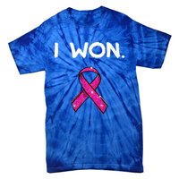 I Won Survivors Gift Breast Cancer Awareness Cute Gift Pink Meaningful Gift Tie-Dye T-Shirt