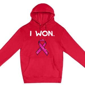 I Won Survivors Gift Breast Cancer Awareness Cute Gift Pink Meaningful Gift Premium Pullover Hoodie