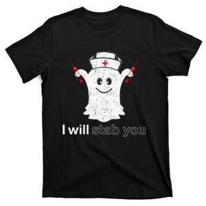 I Will Stab You Ghost Pumpkin Nurse T-Shirt