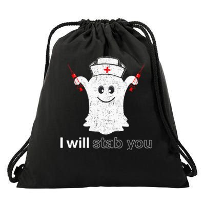 I Will Stab You Ghost Pumpkin Nurse Drawstring Bag