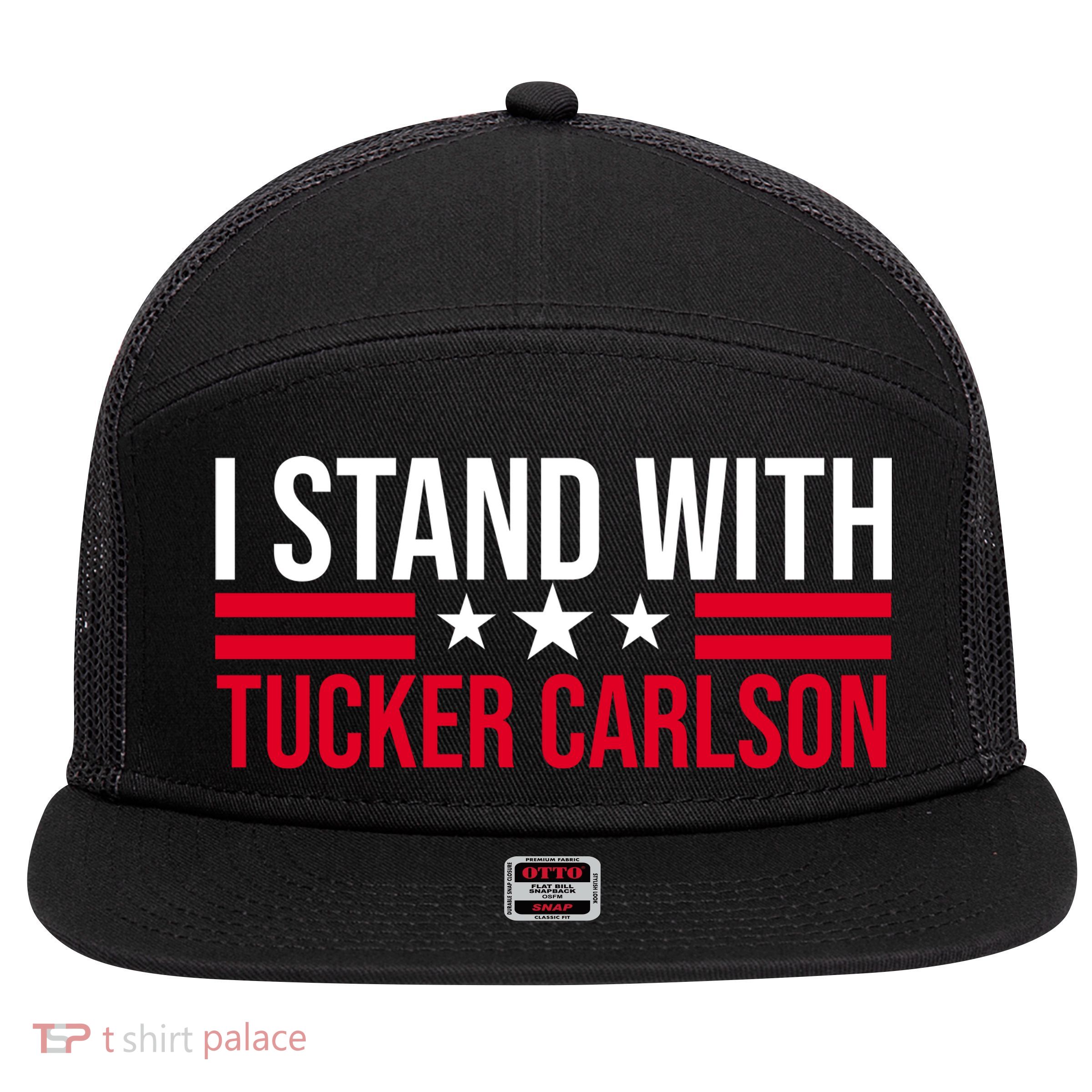 I Stand With Tucker Carlson 7 Panel Mesh Trucker Snapback Hat