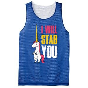 I Will Stab You Unicorn Cool Gift Mesh Reversible Basketball Jersey Tank