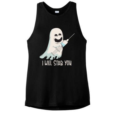 I Will Stab You Cool Halloween Nurse Ghost Boo Gift Ladies PosiCharge Tri-Blend Wicking Tank