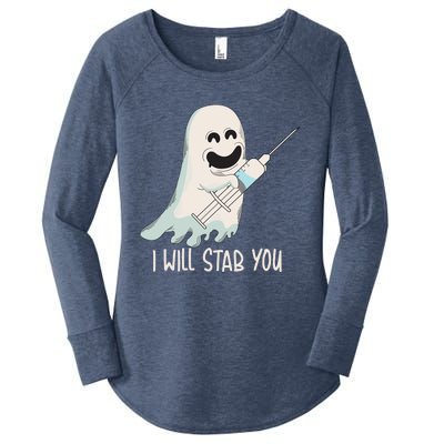 I Will Stab You Cool Halloween Nurse Ghost Boo Gift Women's Perfect Tri Tunic Long Sleeve Shirt