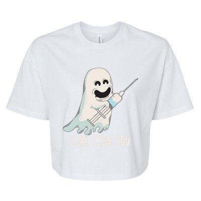 I Will Stab You Cool Halloween Nurse Ghost Boo Gift Bella+Canvas Jersey Crop Tee