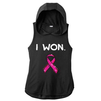 I Won Survivors Breast Cancer Awareness Ladies PosiCharge Tri-Blend Wicking Draft Hoodie Tank