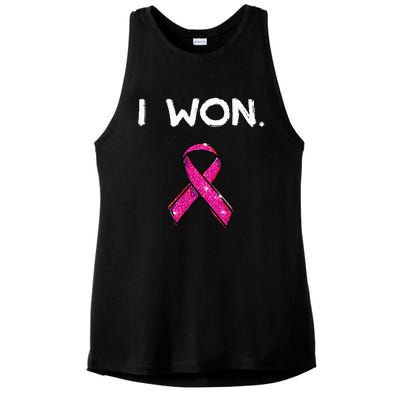 I Won Survivors Breast Cancer Awareness Ladies PosiCharge Tri-Blend Wicking Tank