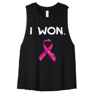 I Won Survivors Breast Cancer Awareness Women's Racerback Cropped Tank