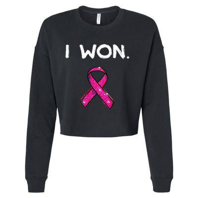 I Won Survivors Breast Cancer Awareness Cropped Pullover Crew