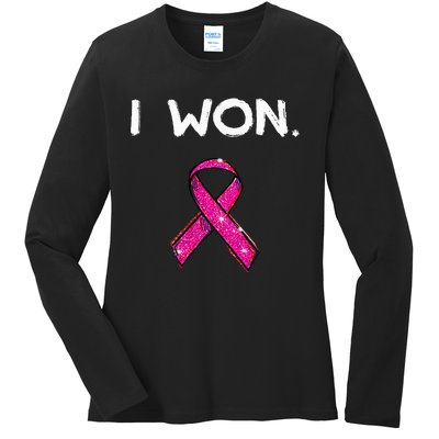 I Won Survivors Breast Cancer Awareness Ladies Long Sleeve Shirt