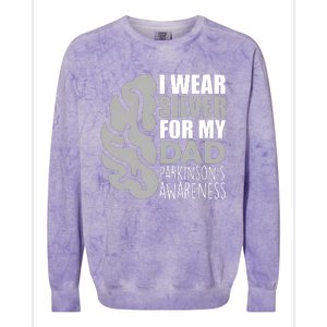 I Wear Silver For My Dad Parkinsons Awareness Colorblast Crewneck Sweatshirt